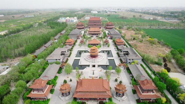 Aerial view of Daei Zen Temple, Shengfang, Bazhou, Langfang, Hebei