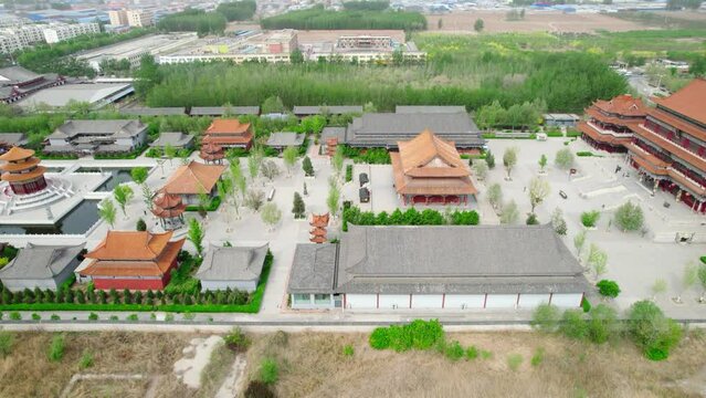 Aerial view of Daei Zen Temple, Shengfang, Bazhou, Langfang, Hebei