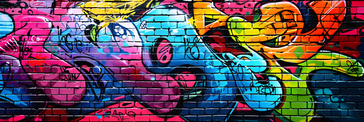 Naklejka premium Bold, Vibrant Urban Slang - A Representation of Graffiti Culture and Street Art