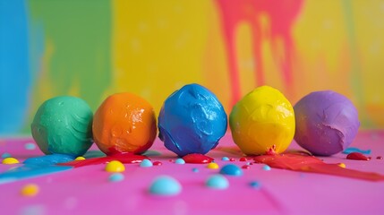 Vibrant Handcrafted Clay Ball Composition in Playful Color Palette