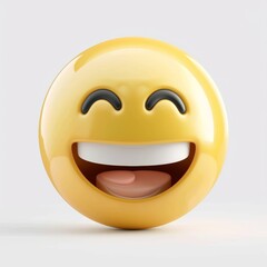 Joyful Emoji with Beaming Smile and Sparkling Eyes, Happy Character in 3D Illustration