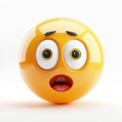 Astonished Emoji with Wide Eyes and Open Mouth, Intense Surprise Expression in 3D