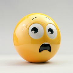 Fototapeta premium Shocked Emoji with Disbelief Expression on Yellow Background