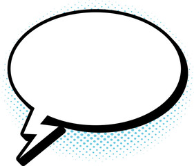 Comic speech bubble with halftone shadow, pop art style.