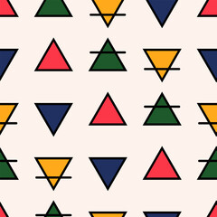 Elemental seamless pattern - Fire, Wind, Earth, Water with elemental symbol in colorful and joyful style 