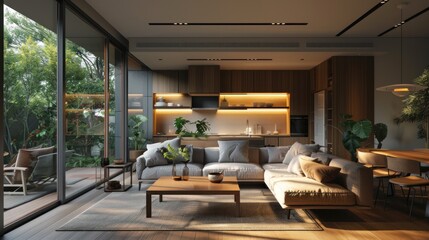 the minimalist style home interior design of the modern living room exudes a sense of calm and serenity