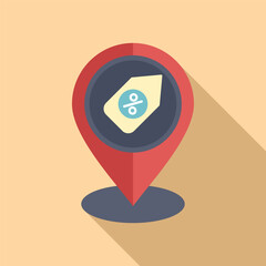 Sale tag location store icon flat vector. Commerce cart. Online route