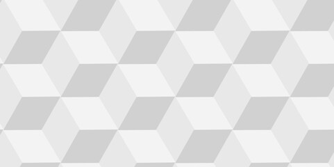 Abstract white and gray style minimal blank cubic. Geometric pattern illustration mosaic, square and triangle wallpaper. Seamless cube technology business concept.