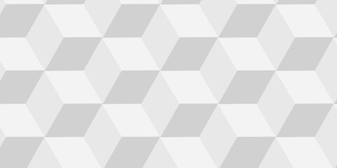 Abstract white and gray style minimal blank cubic. Geometric pattern illustration mosaic, square and triangle wallpaper. Seamless cube technology business concept.