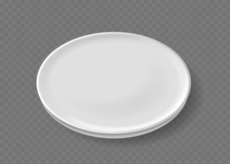 Realistic 3d Vector White Ceramic Plate Isolated On Transparent Background. Dish Mockup Perfect For Featuring Cuisines