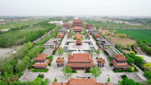 Aerial view of Daei Zen Temple, Shengfang, Bazhou, Langfang, Hebei