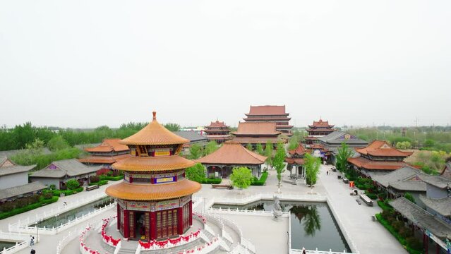 Aerial view of Daei Zen Temple, Shengfang, Bazhou, Langfang, Hebei