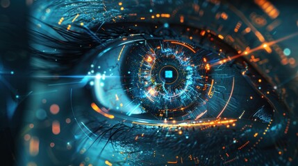 Obraz premium eye of futuristic and innovative imagery AI and automation reshapes the contours of business processes.