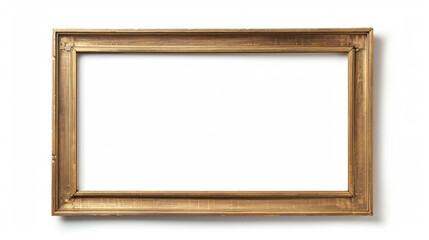 empty frame wood. white background. wall.