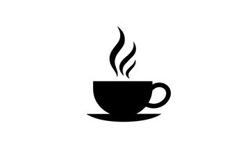Vector Coffee Cup Logotype Icon: Vintage Simple Illustration of Hot Espresso.