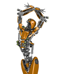 apocalypse cyborg is dancing like a spanish on close up view