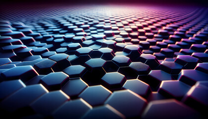 Naklejka premium a futuristic hexagon pattern design with a gradient light effect from purple to blue.