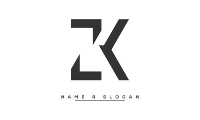 ZK, KZ, Z, K Abstract Letters Logo Monogram