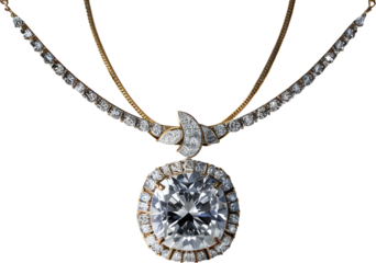 Luxury 24 carat diamond necklace on a transparent background