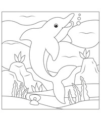 Obraz premium Dolphin coloring pages for kids