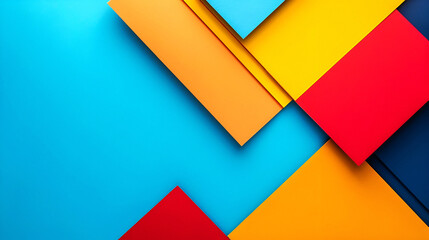 Vibrant geometric shapes on blue background