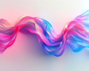 Fototapeta premium Abstract design of gradient neon wave shapes flowing across a white background, vibrant pinks and blues creating a dynamic and modern feel