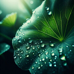 Dew on nasturtium leaves.