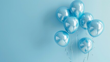 Light blue balloons on a blue background with a gradient.