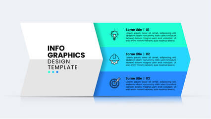 Infographic template. Arrow shaped banner with 3 steps