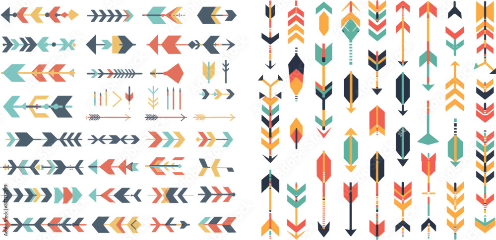 Poster flat arrows vector. modern flat arrow icons and arrow signs