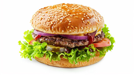 Burger on white background