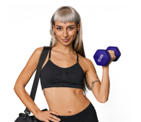 Young Caucasian lifting a weight in gym