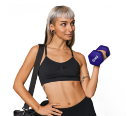 Young Caucasian lifting a weight in gym