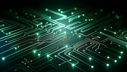 Obraz premium an intricate network of electronic circuits illuminated with a blue glow. This design is clean, sleek, and visually striking, suitable for technology and innovation