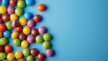 Candy colorful on blue background