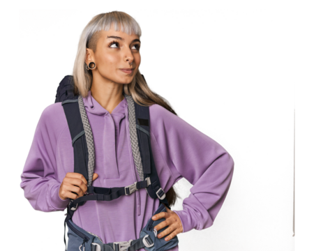 Caucasian in sportswear ready for hiking