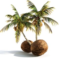 coconut and trees isolated on white background generative ai, A drawing of a palm tree with the word palm on it.
