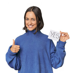 Young Caucasian woman holding 