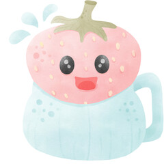 Strawberry with cup of milk