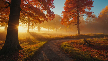 Fototapeta premium french forest in Ile de france country 