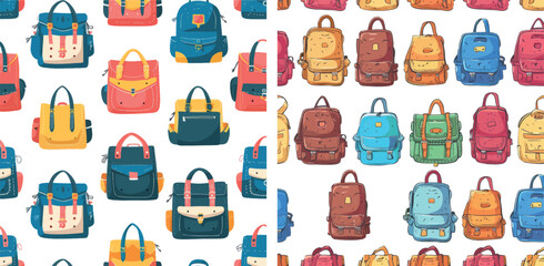 Schoolbags and school backpacks pattern illustration