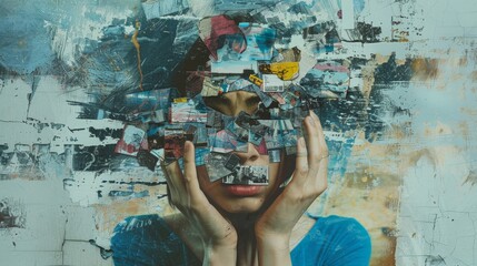 Collage of media manipulations of a person.