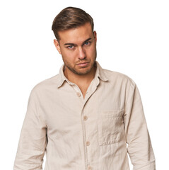 Fototapeta premium Young Caucasian man in studio