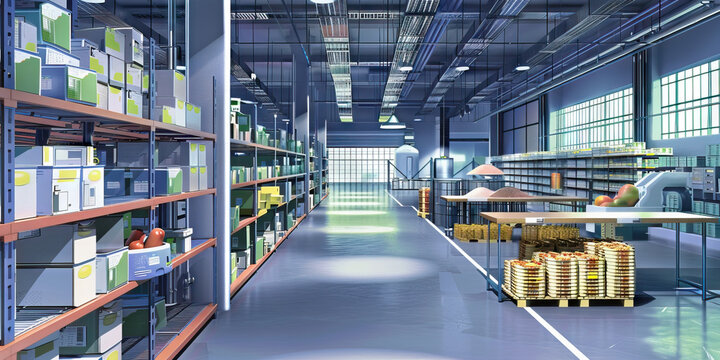 Food Packaging Area Floor: Featuring a designated area for packaging food orders, with packaging stations and storage for packaging materials