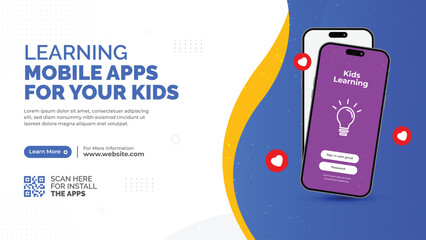 Mobile apps promotion YouTube video thumbnail and web banner template