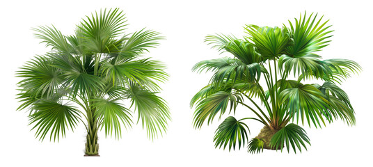 Realistic vibrant palmetto plant isolated on transparent or white background