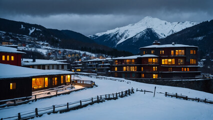 Twilight at Mt. Hood Ski Lodge (also used as the exterior to the movie "The Shining")

