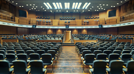 Empty Conference Hall for International Meetings