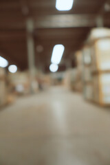 Stock product inventory blur warehouse for logistics product distributor background blurry forklift