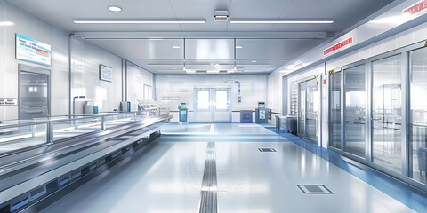 Food Quality Control Area Floor: Featuring a designated area for conducting food quality control checks, with inspection stations and quality control equipment